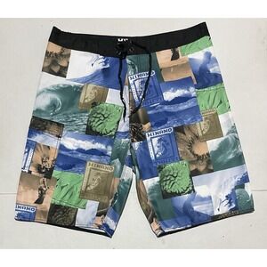 Hinano Tahiti Men's 38 X 11 Board Shorts Hawaiian Surf Swim Trunks Patchwork